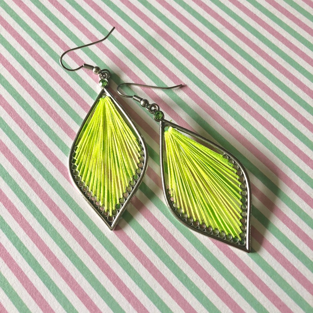 ✳️ Neon Green Thread Earrings ✳️